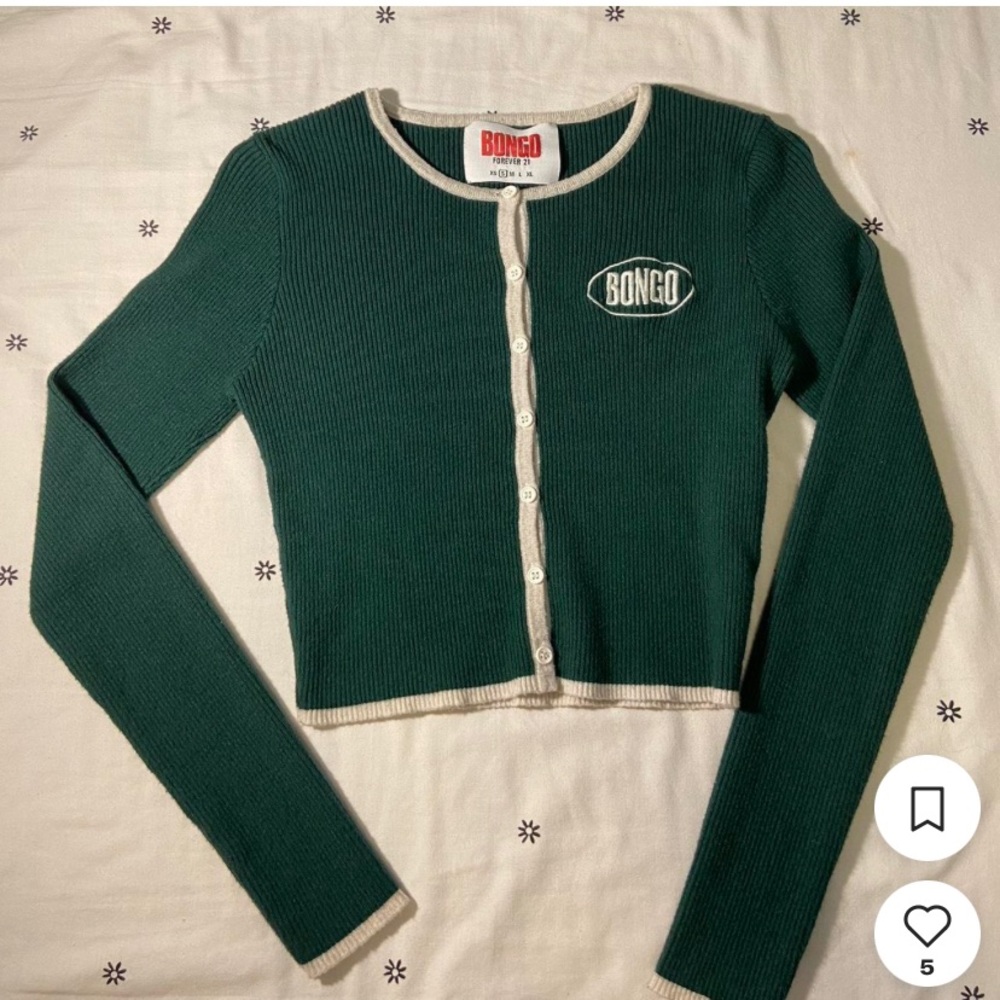 BONGO Women's Green Cardigan Crop SZ SM Forever 21